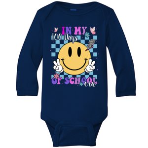 In My 100 Days Of School Era Retro Groovy Smile Baby Long Sleeve Bodysuit