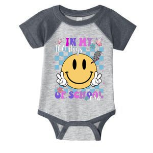 In My 100 Days Of School Era Retro Groovy Smile Infant Baby Jersey Bodysuit