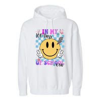 In My 100 Days Of School Era Retro Groovy Smile Garment-Dyed Fleece Hoodie