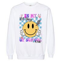 In My 100 Days Of School Era Retro Groovy Smile Garment-Dyed Sweatshirt