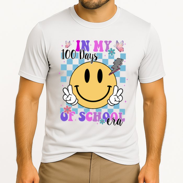In My 100 Days Of School Era Retro Groovy Smile Performance Shirt