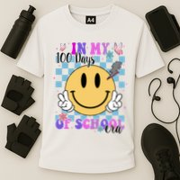 In My 100 Days Of School Era Retro Groovy Smile Performance Shirt