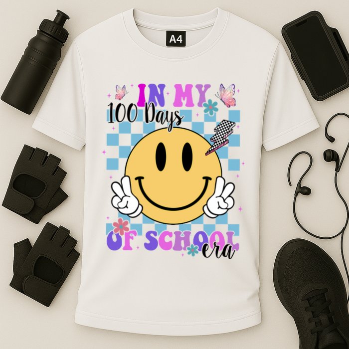 In My 100 Days Of School Era Retro Groovy Smile Performance Shirt