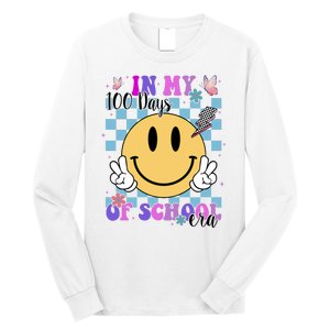 In My 100 Days Of School Era Retro Groovy Smile Long Sleeve Shirt