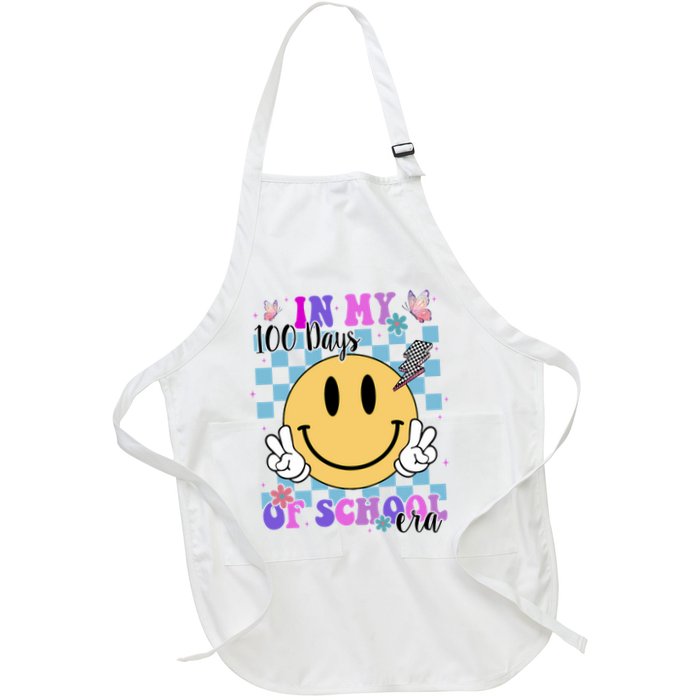 In My 100 Days Of School Era Retro Groovy Smile Full-Length Apron With Pockets
