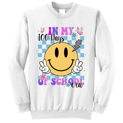 In My 100 Days Of School Era Retro Groovy Smile Sweatshirt