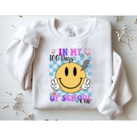 In My 100 Days Of School Era Retro Groovy Smile Sweatshirt