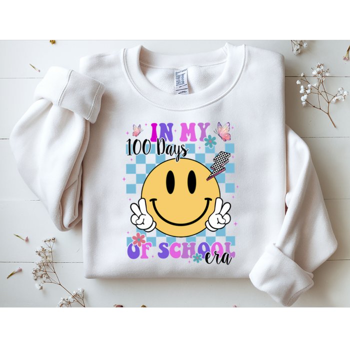 In My 100 Days Of School Era Retro Groovy Smile Sweatshirt