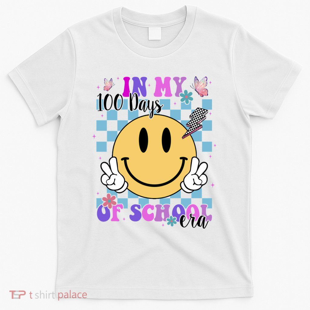 In My 100 Days Of School Era Retro Groovy Smile T-Shirt