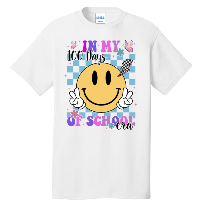 In My 100 Days Of School Era Retro Groovy Smile Tall T-Shirt