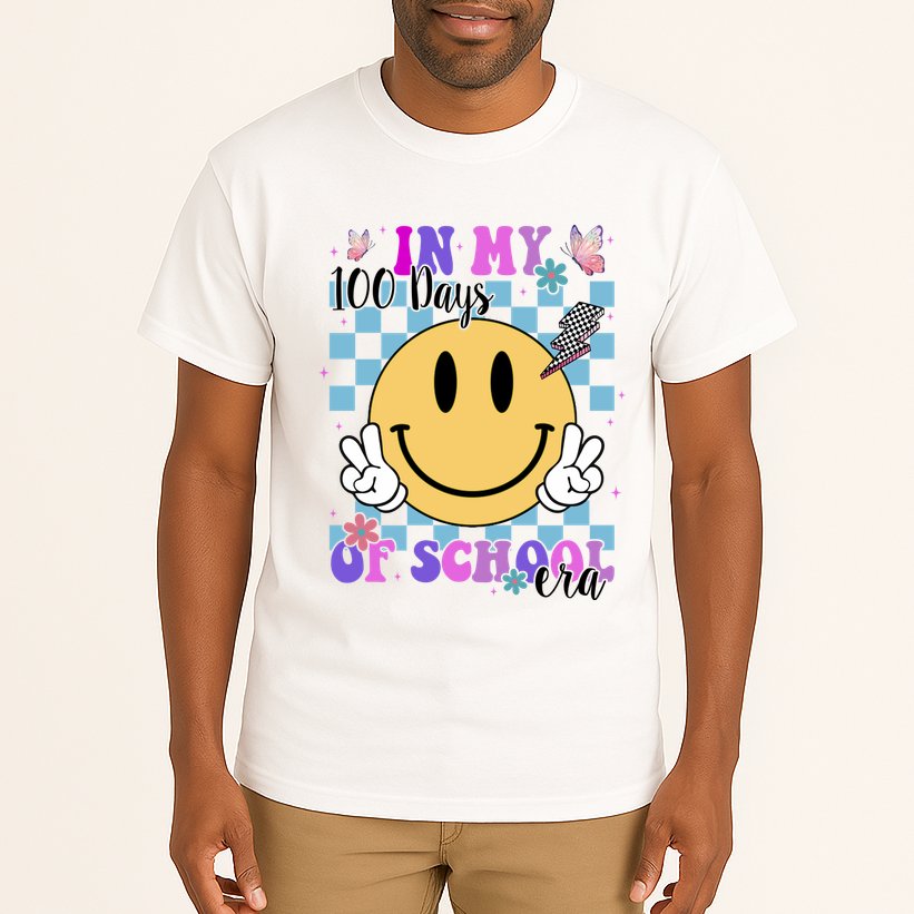 In My 100 Days Of School Era Retro Groovy Smile Tall T-Shirt