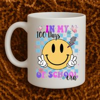 In My 100 Days Of School Era Retro Groovy Smile Mug