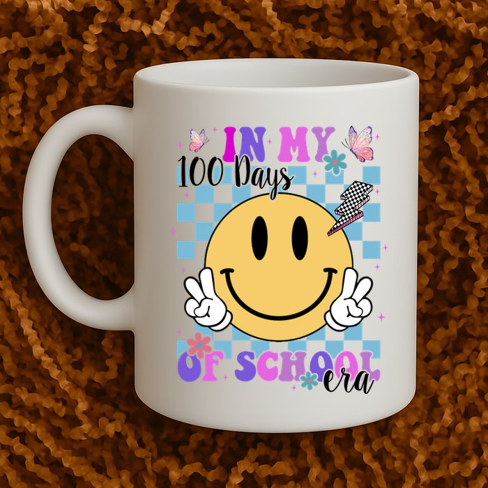 In My 100 Days Of School Era Retro Groovy Smile Mug