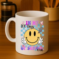 In My 100 Days Of School Era Retro Groovy Smile Mug