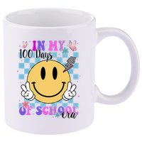 In My 100 Days Of School Era Retro Groovy Smile 11oz C Handle Ceramic Mug