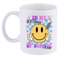 In My 100 Days Of School Era Retro Groovy Smile 11oz C Handle Ceramic Mug