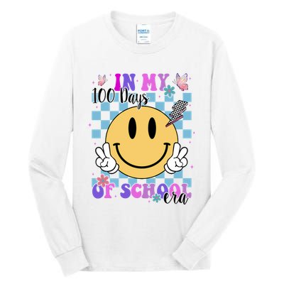 In My 100 Days Of School Era Retro Groovy Smile Tall Long Sleeve T-Shirt