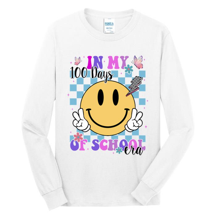 In My 100 Days Of School Era Retro Groovy Smile Tall Long Sleeve T-Shirt