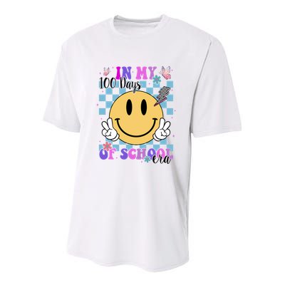 In My 100 Days Of School Era Retro Groovy Smile Youth Performance Sprint T-Shirt