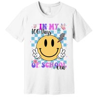 In My 100 Days Of School Era Retro Groovy Smile Premium T-Shirt