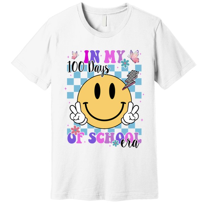 In My 100 Days Of School Era Retro Groovy Smile Premium T-Shirt