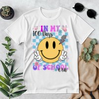 In My 100 Days Of School Era Retro Groovy Smile Premium T-Shirt