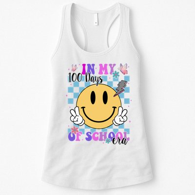 In My 100 Days Of School Era Retro Groovy Smile Womens Tank Top