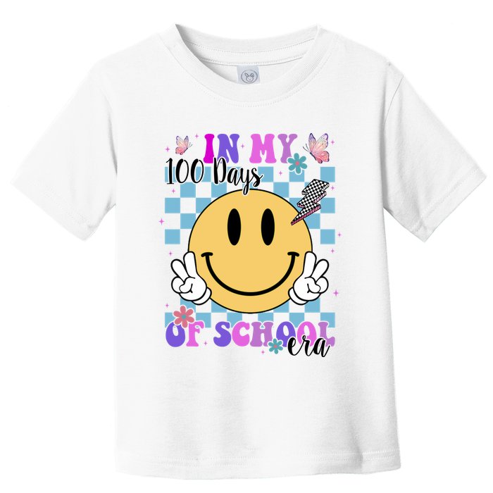 In My 100 Days Of School Era Retro Groovy Smile Toddler T-Shirt