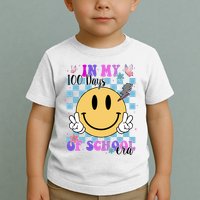 In My 100 Days Of School Era Retro Groovy Smile Toddler T-Shirt