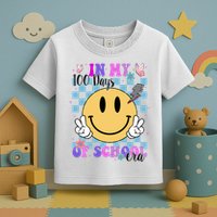 In My 100 Days Of School Era Retro Groovy Smile Toddler T-Shirt