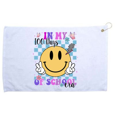 In My 100 Days Of School Era Retro Groovy Smile Grommeted Golf Towel