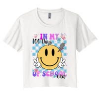 In My 100 Days Of School Era Retro Groovy Smile Crop Top