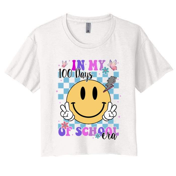 In My 100 Days Of School Era Retro Groovy Smile Crop Top