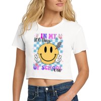 In My 100 Days Of School Era Retro Groovy Smile Crop Top