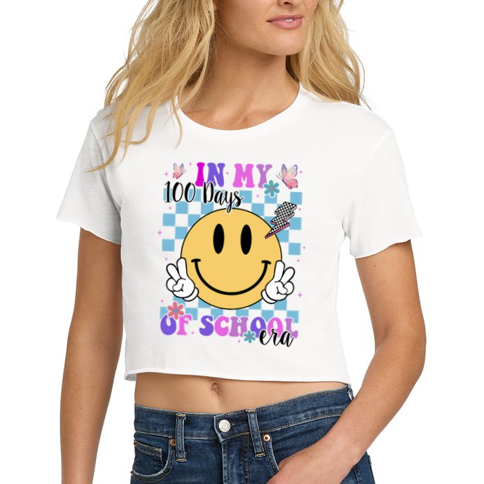 In My 100 Days Of School Era Retro Groovy Smile Crop Top