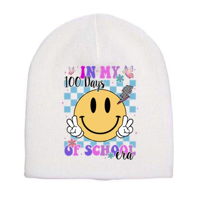 In My 100 Days Of School Era Retro Groovy Smile Short Acrylic Beanie