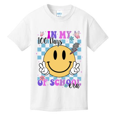 In My 100 Days Of School Era Retro Groovy Smile Kids T-Shirt