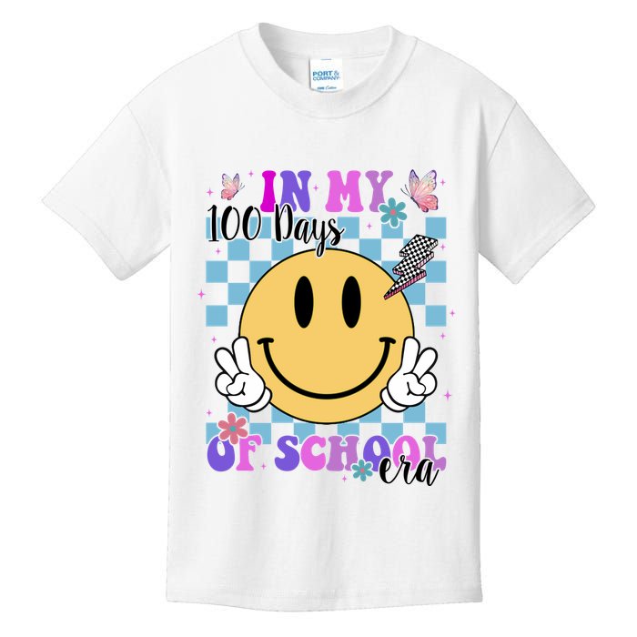 In My 100 Days Of School Era Retro Groovy Smile Kids T-Shirt
