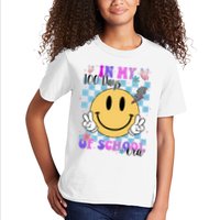 In My 100 Days Of School Era Retro Groovy Smile Kids T-Shirt