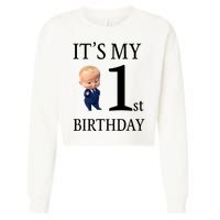 It's My 1st Birthday Cropped Pullover Crew