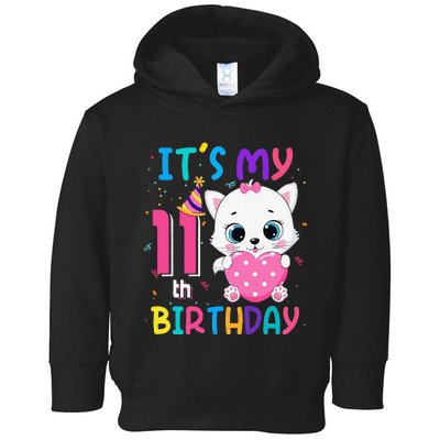 It's My 11th Birthday Funny Cat Birthday 11 Year Old Toddler Hoodie