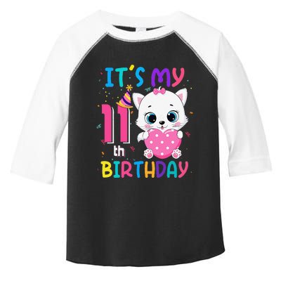 It's My 11th Birthday Funny Cat Birthday 11 Year Old Toddler Fine Jersey T-Shirt