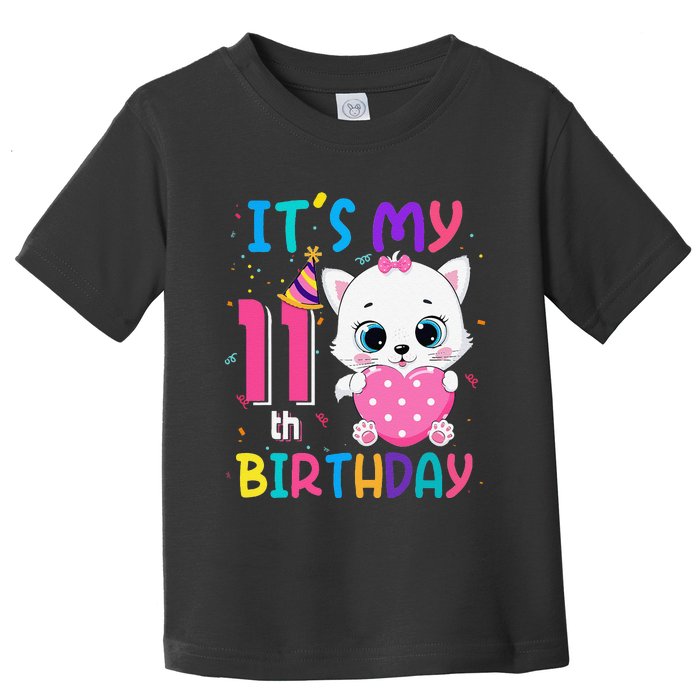 It's My 11th Birthday Funny Cat Birthday 11 Year Old Toddler T-Shirt