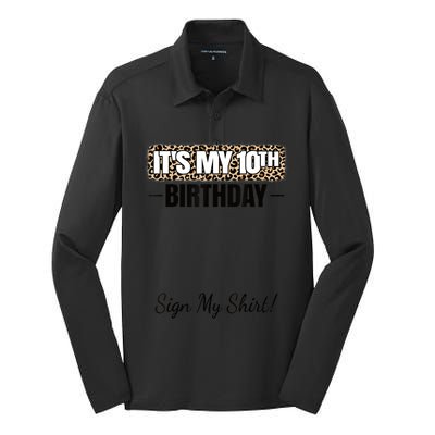 It's My 10th Birthday Party 10 Years Old Girl Sign My Silk Touch Performance Long Sleeve Polo