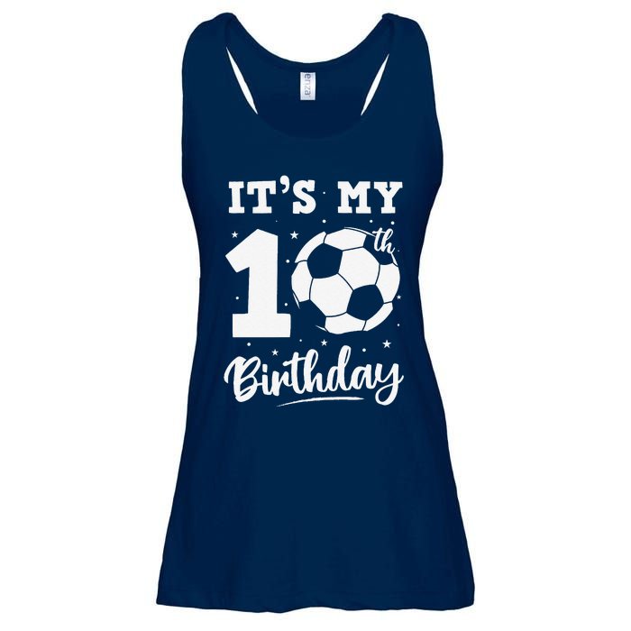 ItS My 10th Birthday Soccer Ten Year Old Birthday Boy Ladies Essential Flowy Tank