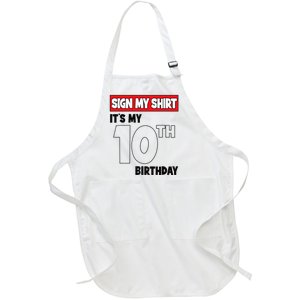 It's My 10th Birthday Party 10 Years Old   Sign My Full-Length Apron With Pockets