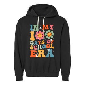 In My 100 Days Of School Era Groovy Teacher 100th Day Garment-Dyed Fleece Hoodie