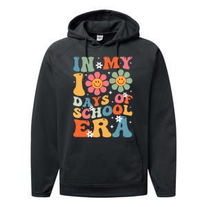 In My 100 Days Of School Era Groovy Teacher 100th Day Performance Fleece Hoodie