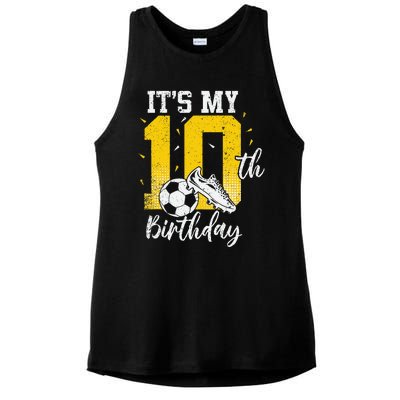 ItS My 10th Birthday Soccer 10th Birthday Player Ladies PosiCharge Tri-Blend Wicking Tank