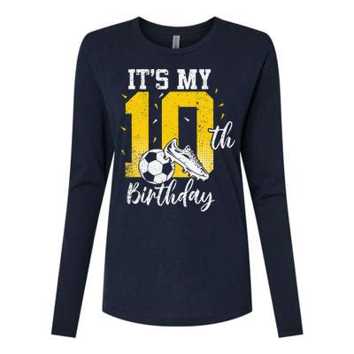 ItS My 10th Birthday Soccer 10th Birthday Player Womens Cotton Relaxed Long Sleeve T-Shirt